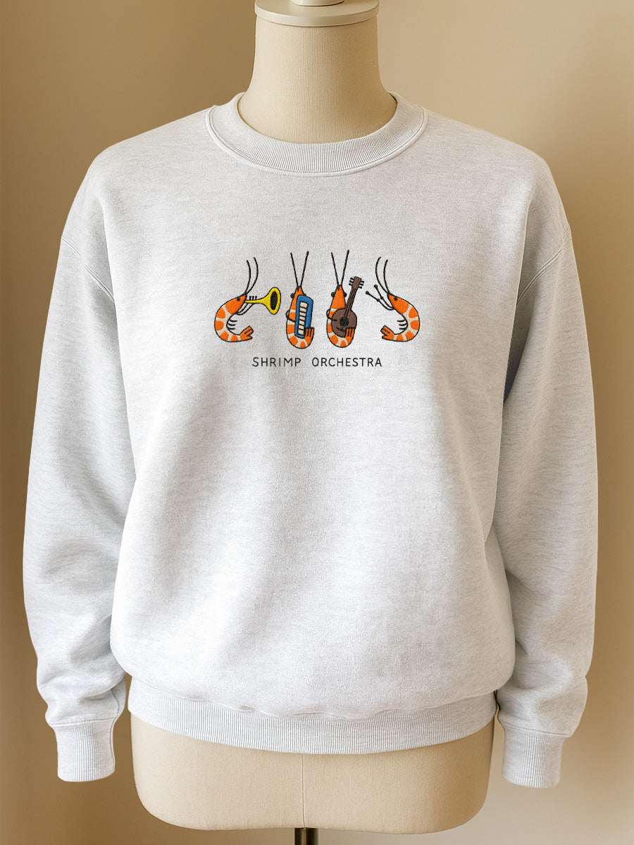 Shrimp Orchestra Embroidered Crewneck Sweatshirt