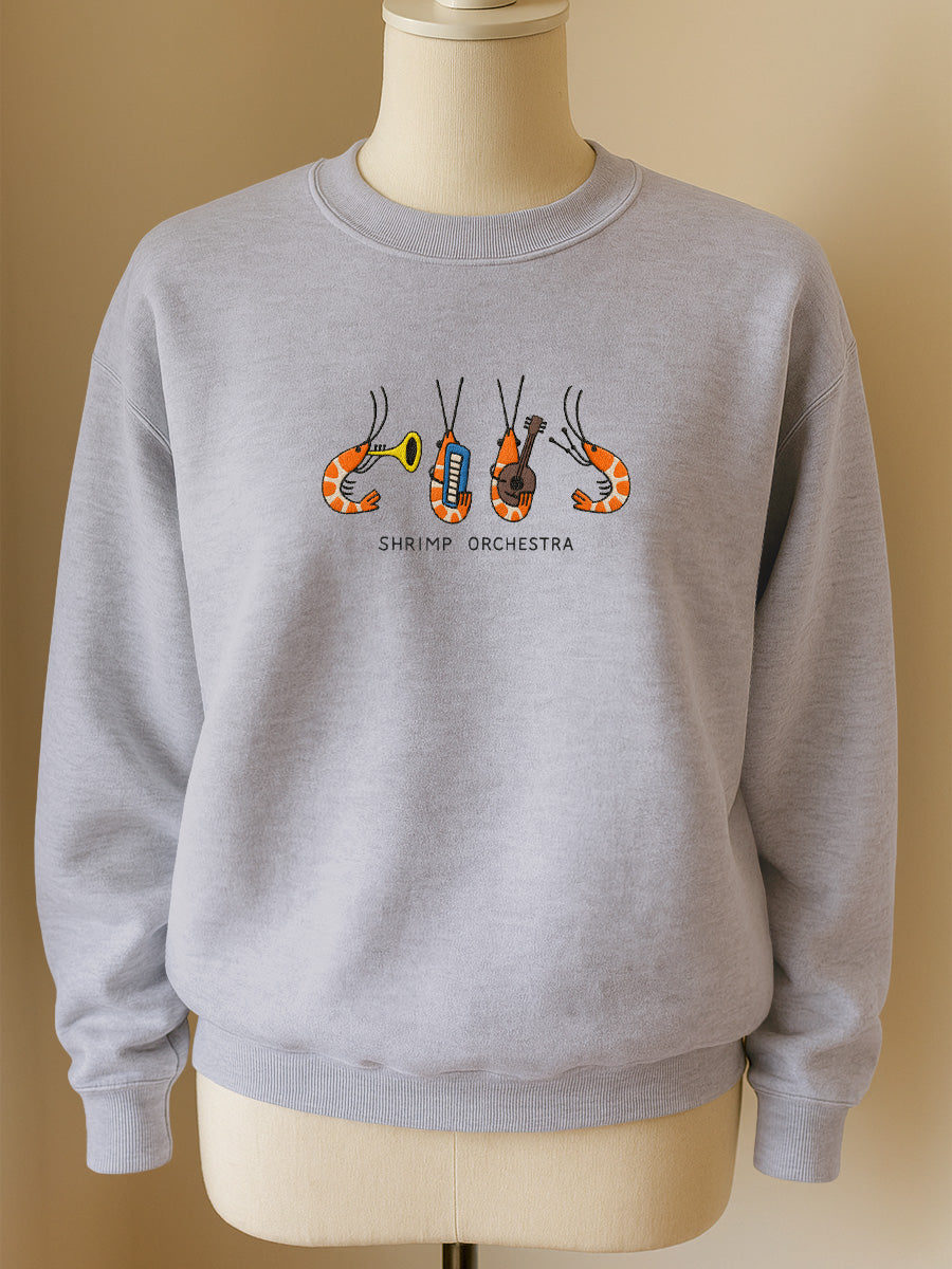 Shrimp Orchestra Embroidered Crewneck Sweatshirt