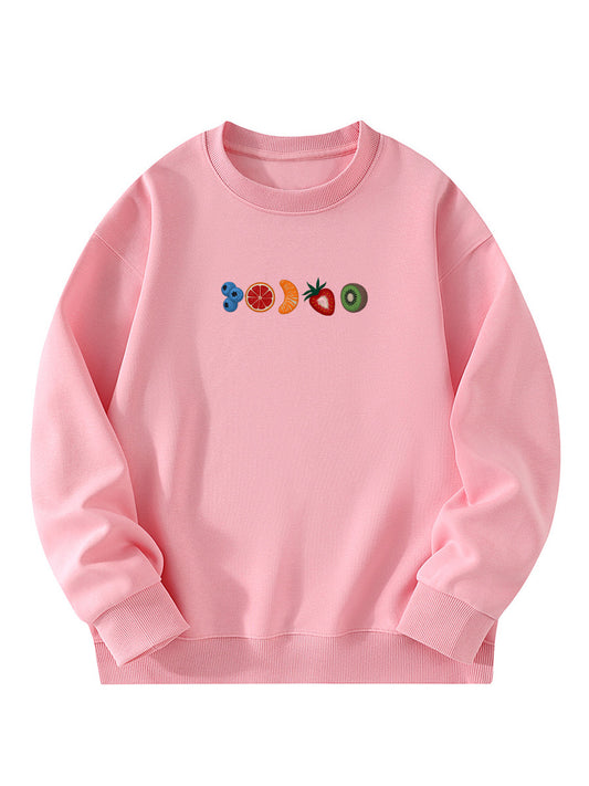 Summer Fruit Slice Embroidered Crewneck Sweatshirt