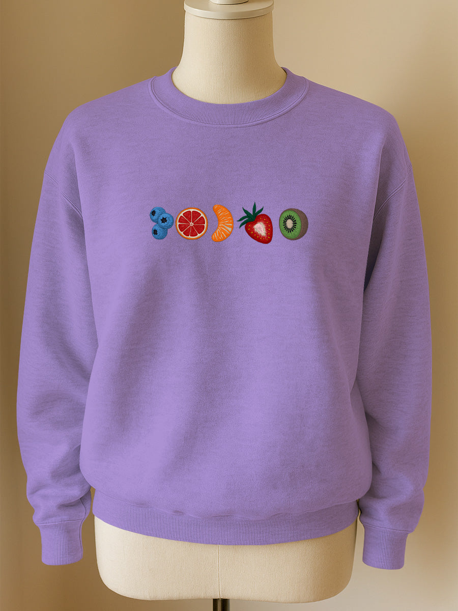 Summer Fruit Slice Embroidered Crewneck Sweatshirt