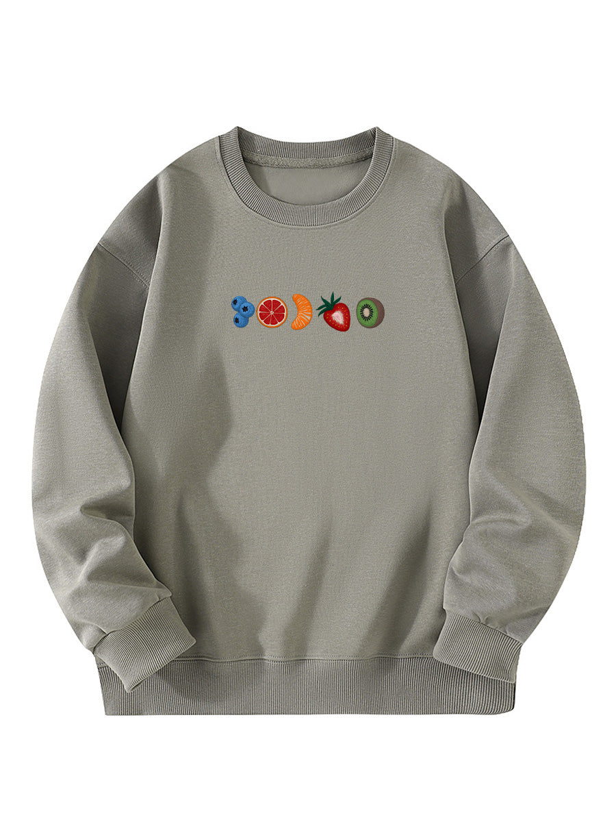 Summer Fruit Slice Embroidered Crewneck Sweatshirt