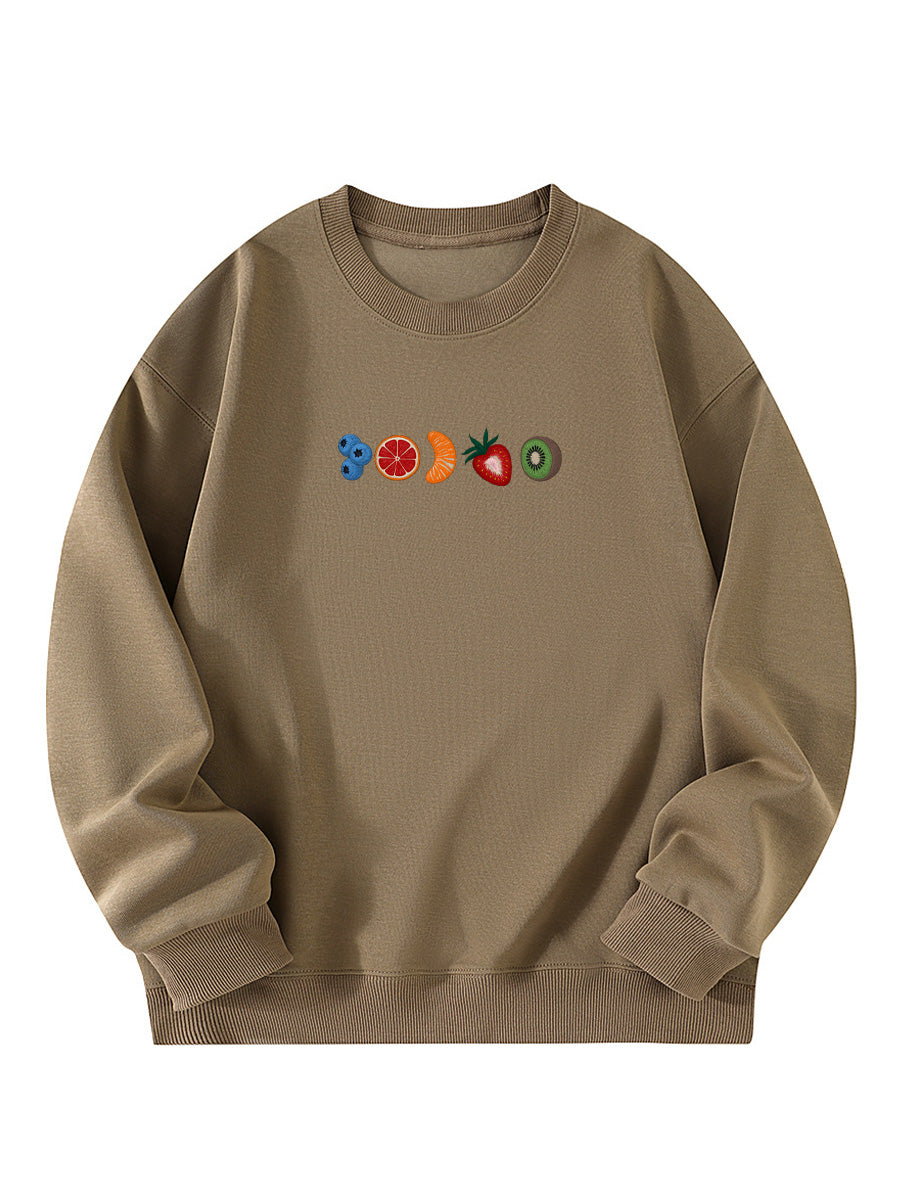 Summer Fruit Slice Embroidered Crewneck Sweatshirt