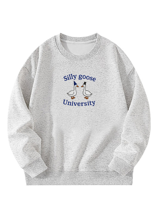 Silly Goose University Embroidered Crewneck Sweatshirt