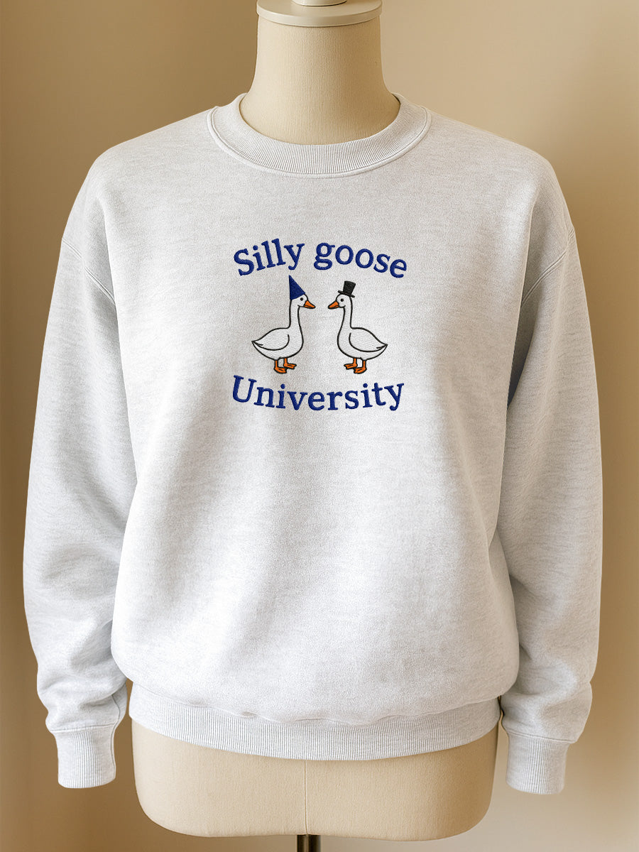 Silly Goose University Embroidered Crewneck Sweatshirt