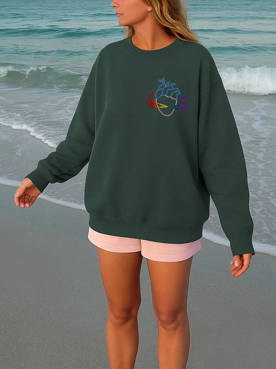 Satellite Heart Embroidered Crewneck Sweatshirt