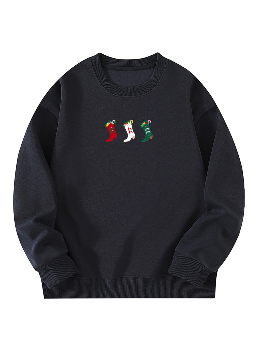 Western Cowgirl Christmas Stocking Embroidered Sweatshirt
