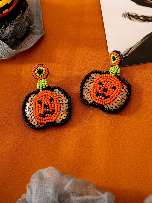 Handmade Beading And Embroidery Halloween Earrings