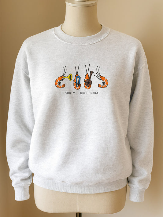 Shrimp Orchestra Embroidered Crewneck Sweatshirt