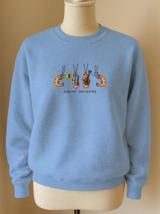 Shrimp Orchestra Embroidered Crewneck Sweatshirt