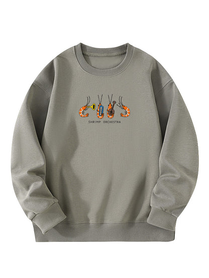Shrimp Orchestra Embroidered Crewneck Sweatshirt