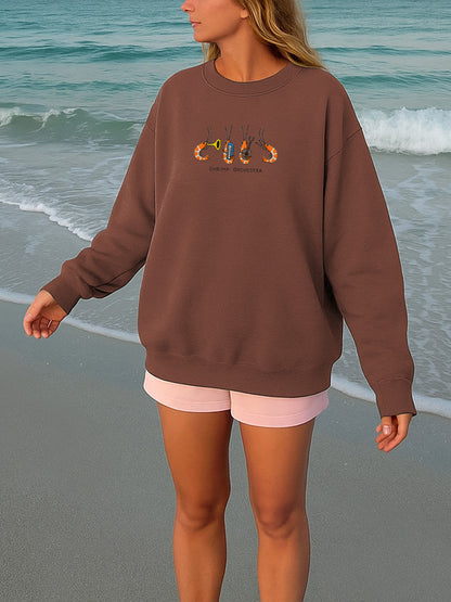 Shrimp Orchestra Embroidered Crewneck Sweatshirt