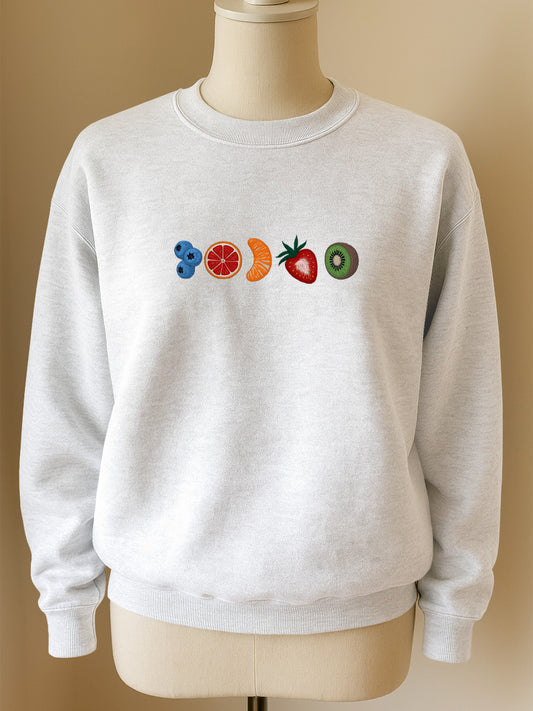 Summer Fruit Slice Embroidered Crewneck Sweatshirt