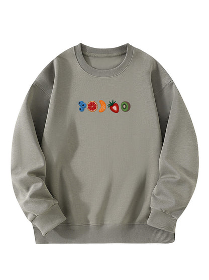 Summer Fruit Slice Embroidered Crewneck Sweatshirt