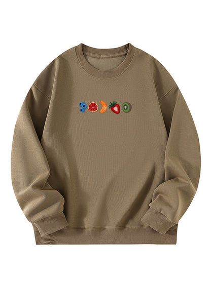 Summer Fruit Slice Embroidered Crewneck Sweatshirt
