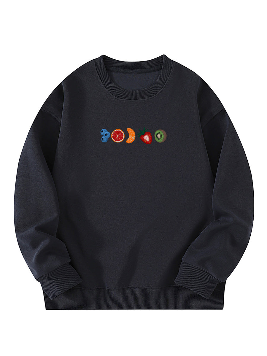 Summer Fruit Slice Embroidered Crewneck Sweatshirt