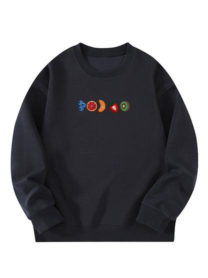 Summer Fruit Slice Embroidered Crewneck Sweatshirt