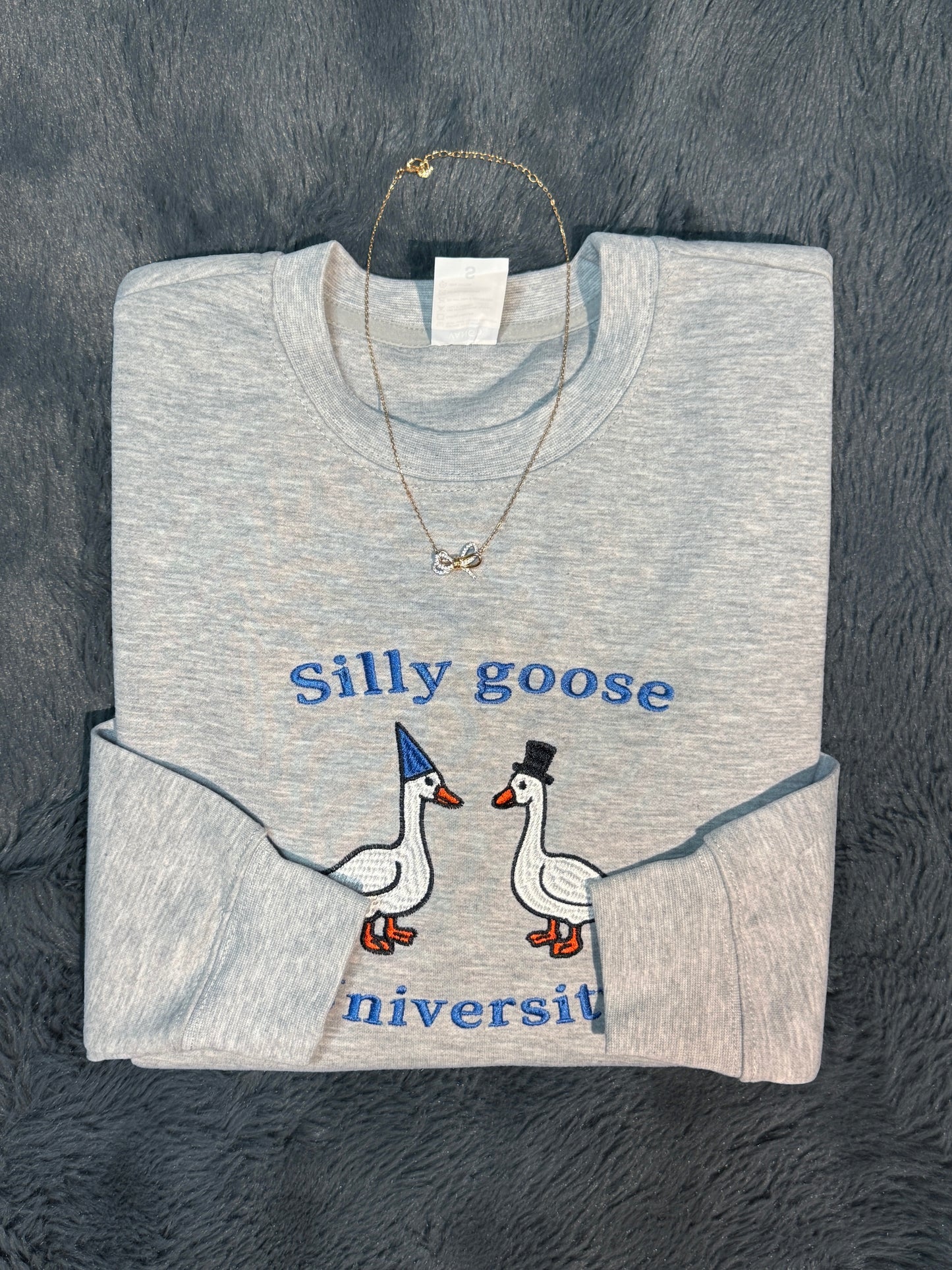 Silly Goose University Embroidered Crewneck Sweatshirt