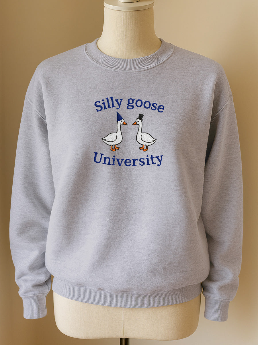 Silly Goose University Embroidered Crewneck Sweatshirt