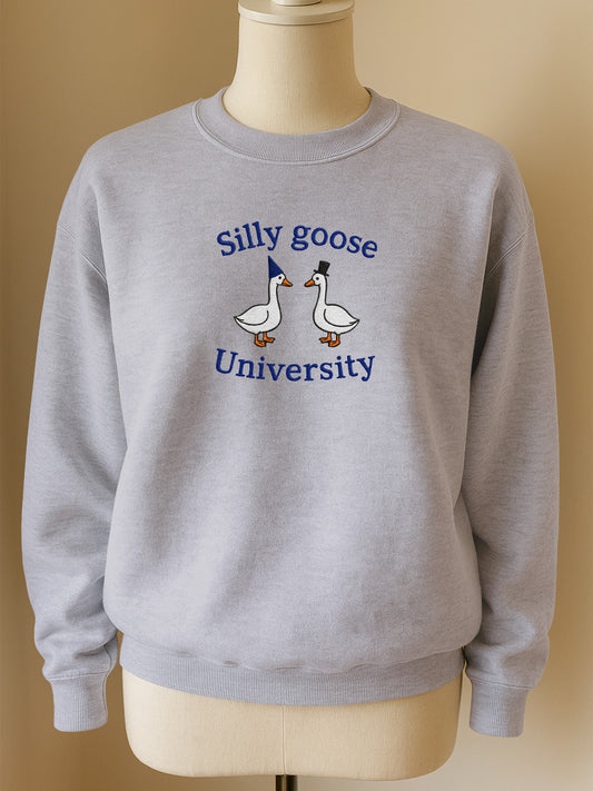 Silly Goose University Embroidered Crewneck Sweatshirt