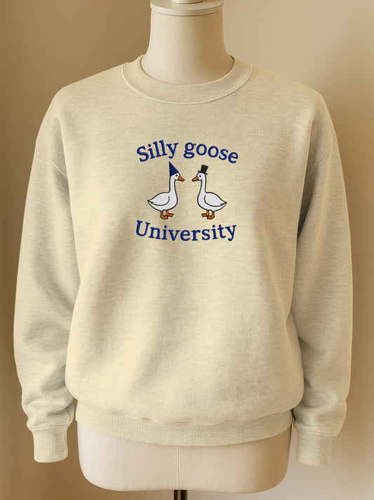 Silly Goose University Embroidered Crewneck Sweatshirt