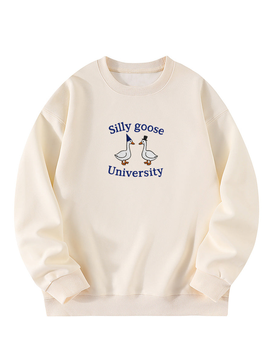 Silly Goose University Embroidered Crewneck Sweatshirt