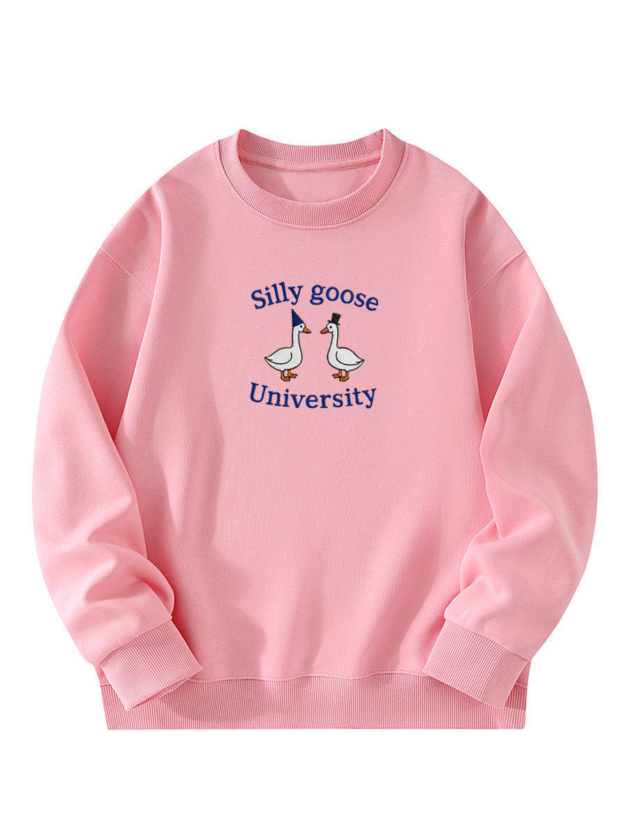 Silly Goose University Embroidered Crewneck Sweatshirt