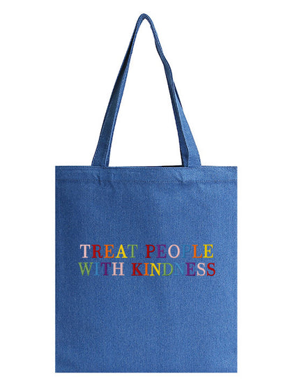 "Treat People With Kindness" Letter Embroidered Denim Bag