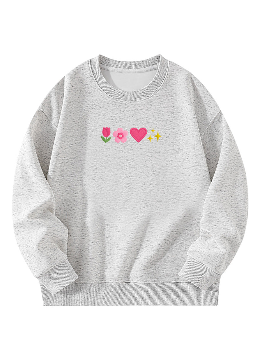 Sweet Spring Elements Embroidery Crewneck Sweatshirt