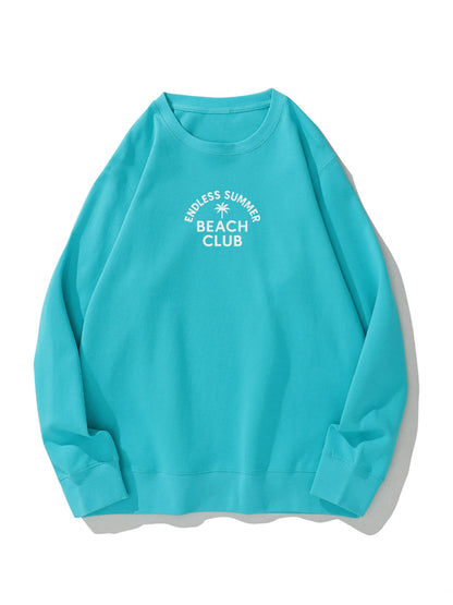 "Endless Summer Beach Club" Letter Embroidered Crewneck Sweatshirt