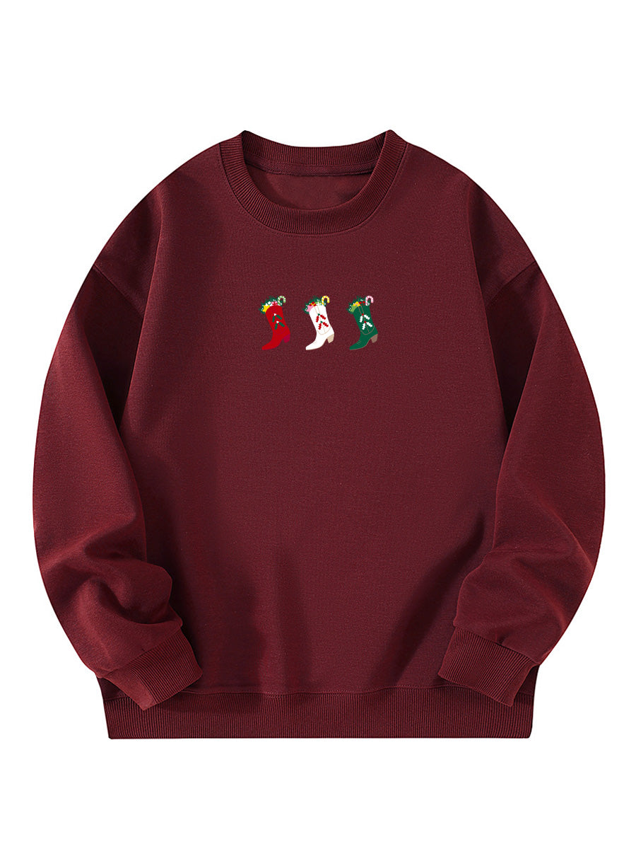 Western Cowgirl Christmas Stocking Embroidered Sweatshirt