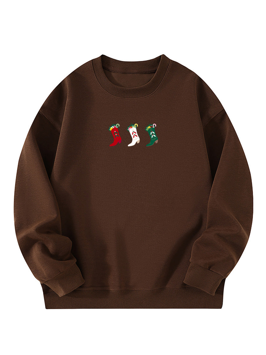 Western Cowgirl Christmas Stocking Embroidered Sweatshirt