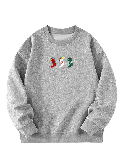 Western Cowgirl Christmas Stocking Embroidered Sweatshirt