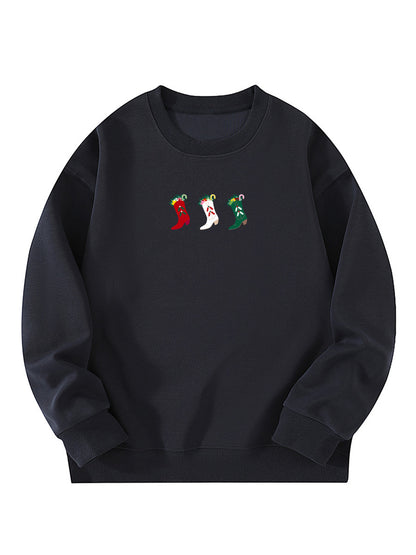 Western Cowgirl Christmas Stocking Embroidered Sweatshirt