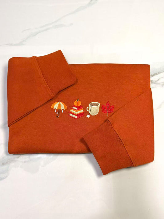 Cozy Fall Season Embroidered Sweatshirt