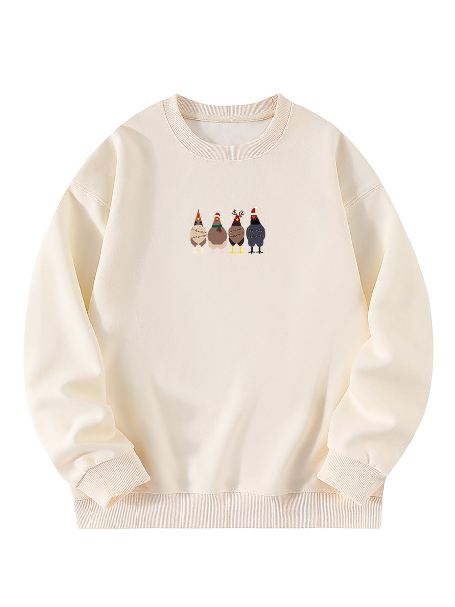 Christmas Chicken Embroidered Sweatshirt
