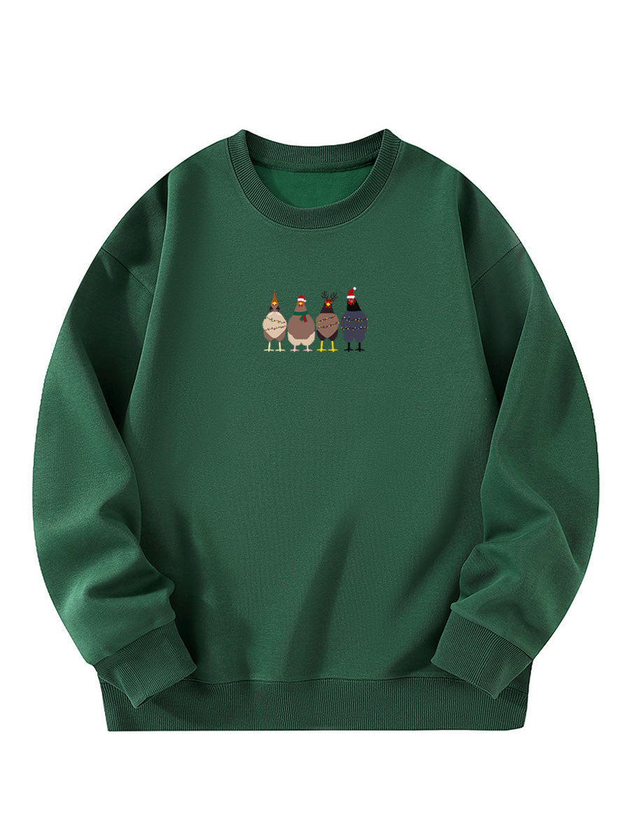 Christmas Chicken Embroidered Sweatshirt