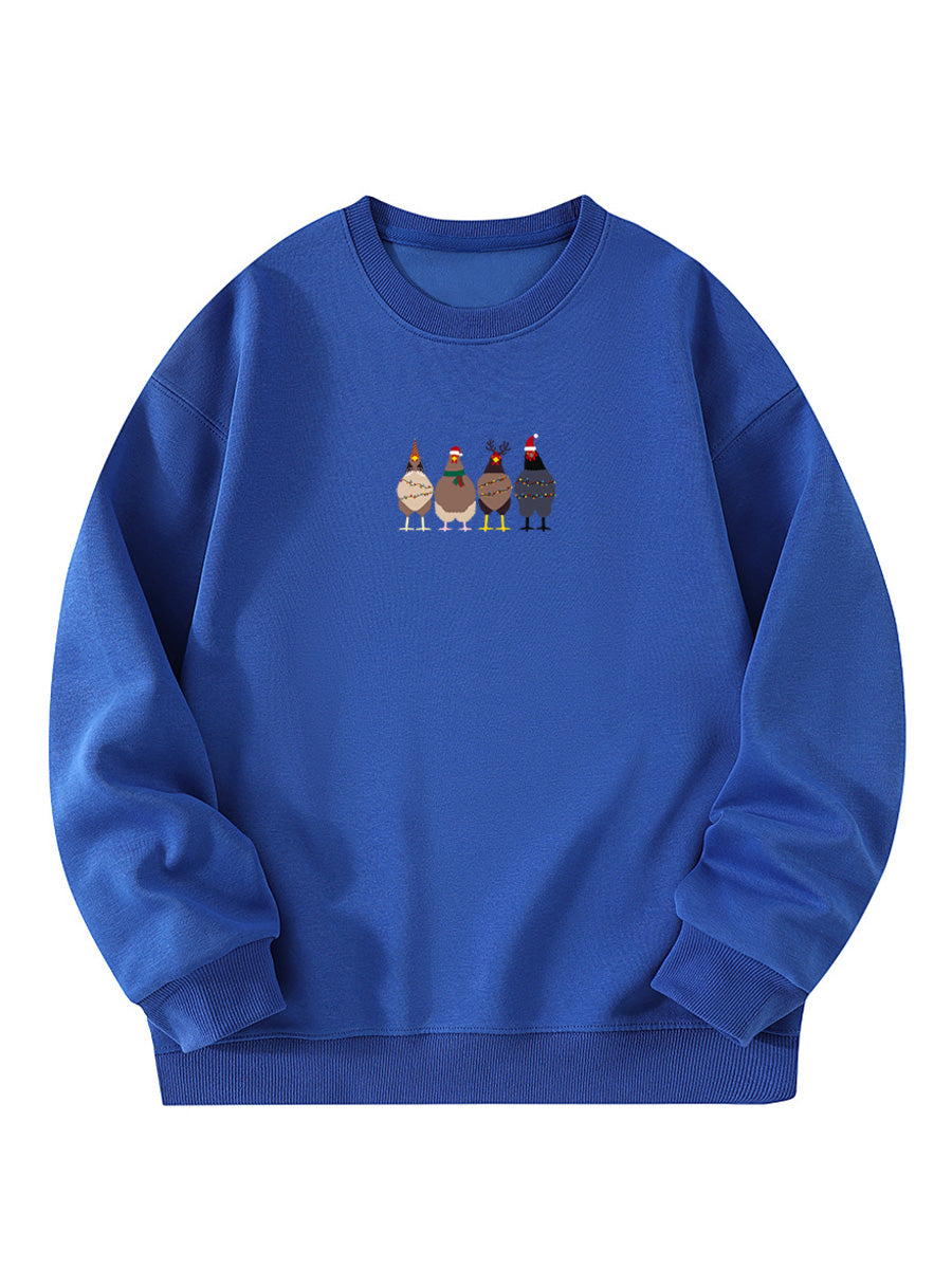Christmas Chicken Embroidered Sweatshirt