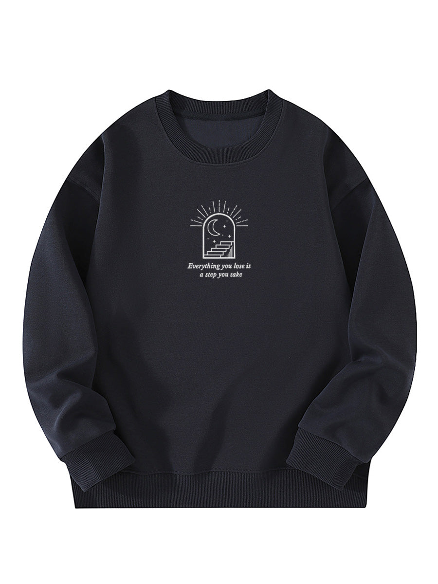 "Everything You Lose Is A Step You Take" Healing Letter Embroidery Crewneck Sweatshirt