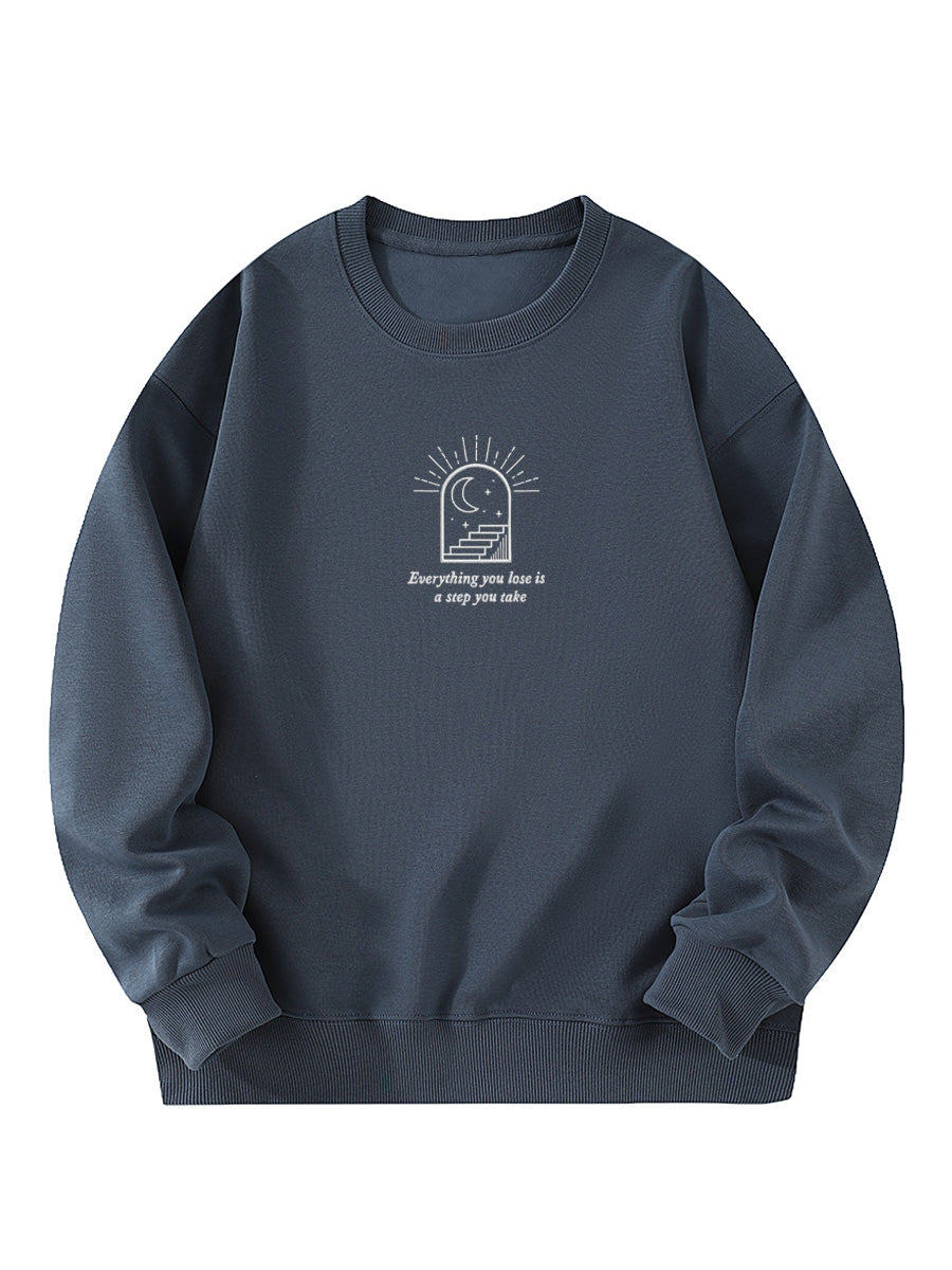 "Everything You Lose Is A Step You Take" Healing Letter Embroidery Crewneck Sweatshirt