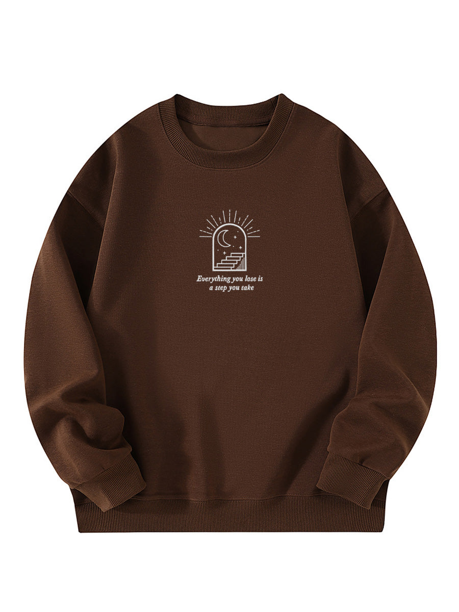 "Everything You Lose Is A Step You Take" Healing Letter Embroidery Crewneck Sweatshirt