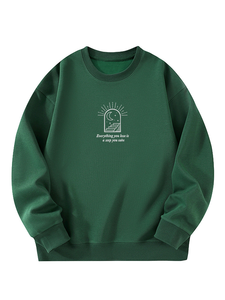 "Everything You Lose Is A Step You Take" Healing Letter Embroidery Crewneck Sweatshirt