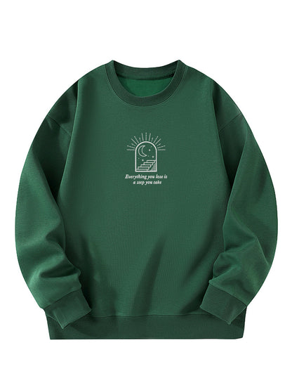 "Everything You Lose Is A Step You Take" Healing Letter Embroidery Crewneck Sweatshirt