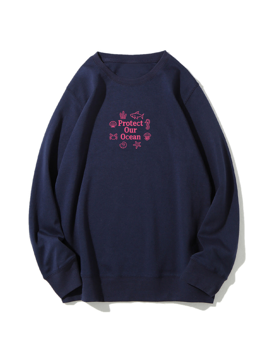 "Protect Our Ocean" Embroidered Crewneck Sweatshirt