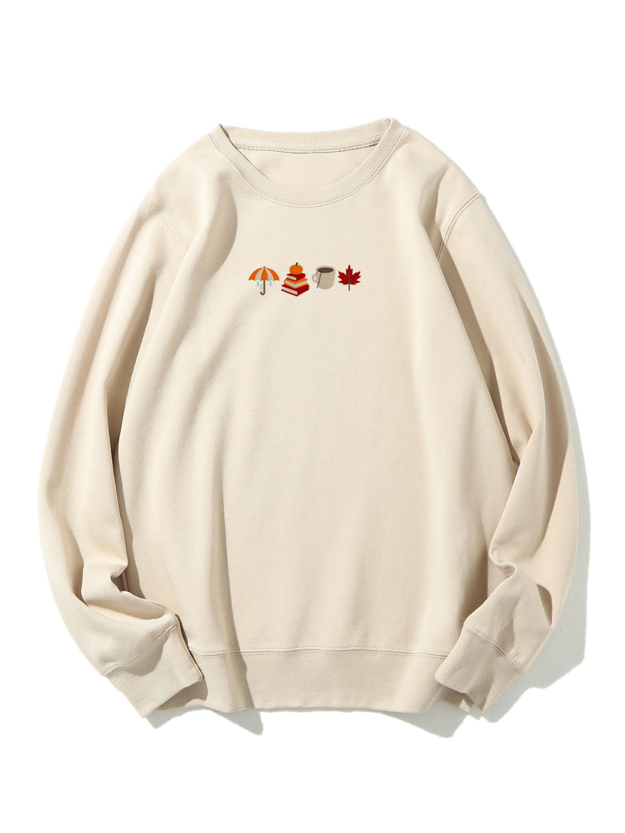 Cozy Fall Season Embroidered Sweatshirt