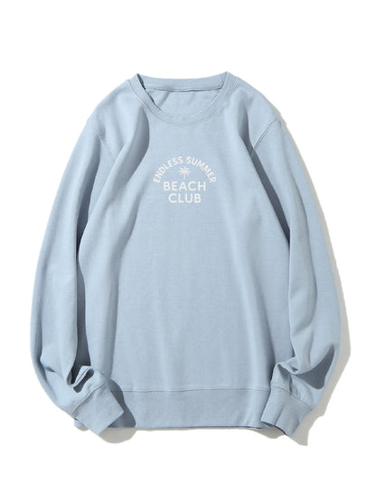 "Endless Summer Beach Club" Letter Embroidered Crewneck Sweatshirt