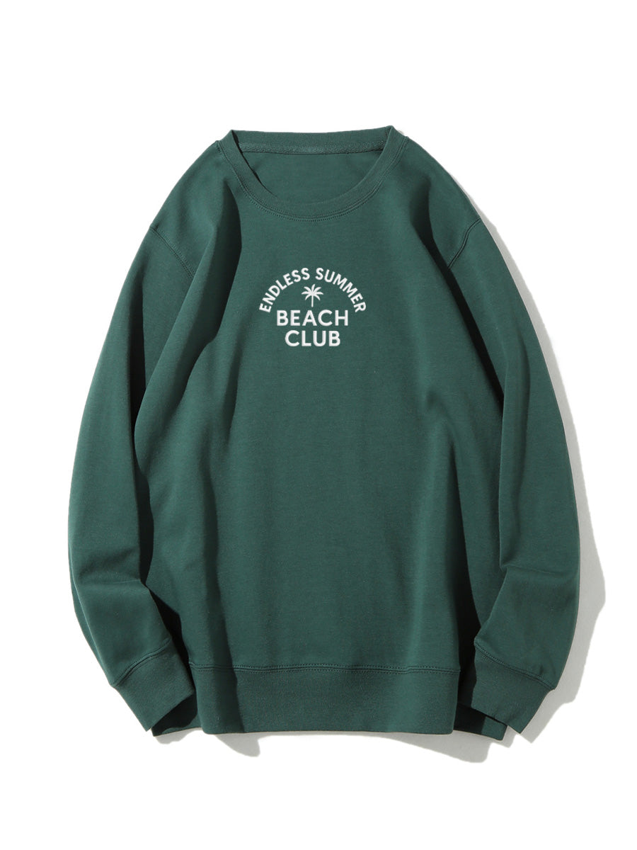 "Endless Summer Beach Club" Letter Embroidered Crewneck Sweatshirt