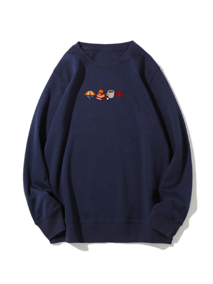 Cozy Fall Season Embroidered Sweatshirt