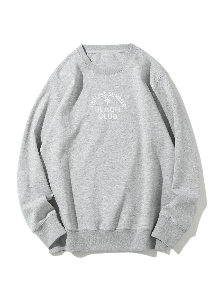 "Endless Summer Beach Club" Letter Embroidered Crewneck Sweatshirt
