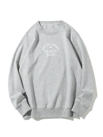 "Endless Summer Beach Club" Letter Embroidered Crewneck Sweatshirt