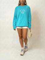"Endless Summer Beach Club" Letter Embroidered Crewneck Sweatshirt